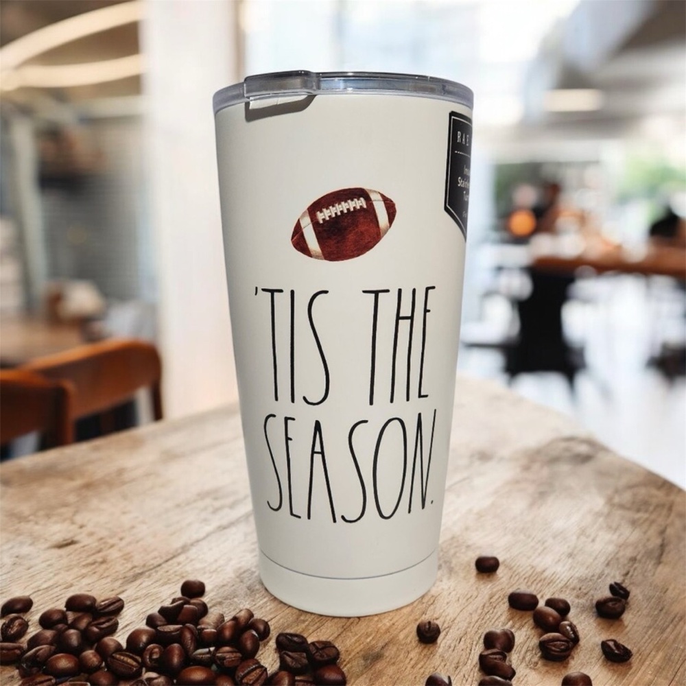 🆕 Rae Dunn TIS THE SEASON Football Insulated Tumbler